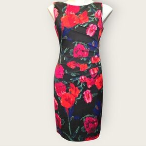 Ivanka Trump Black, Red, & Magenta Dress, Size 4